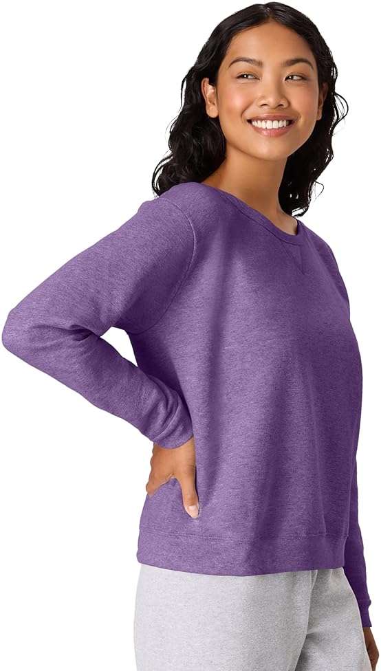 Hanes womens Crewneck Sweatshirt, Ecosmart Fleece Pullover With V-notch, Sweatshirt for Women - Image 2