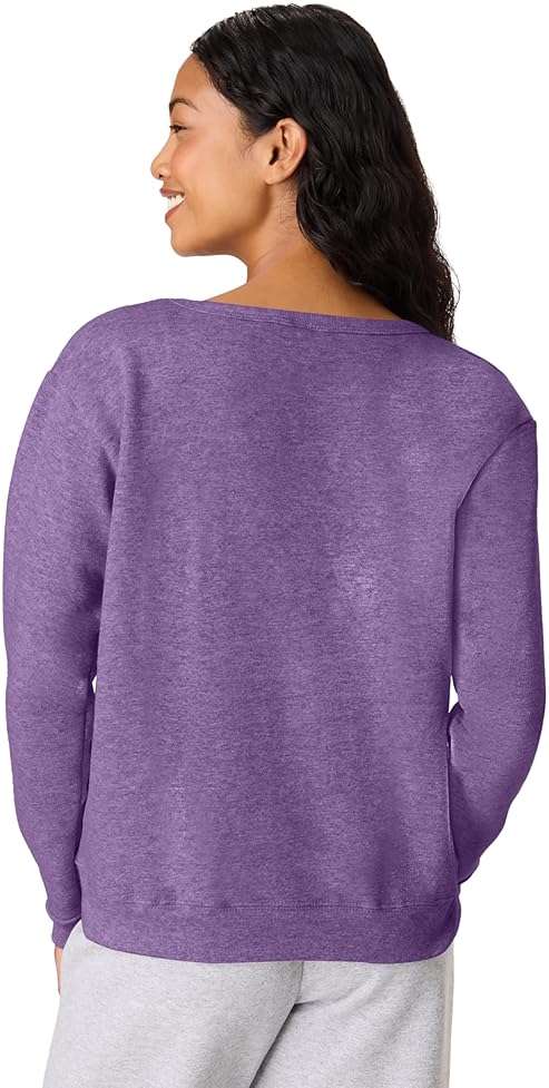Hanes womens Crewneck Sweatshirt, Ecosmart Fleece Pullover With V-notch, Sweatshirt for Women - Image 3