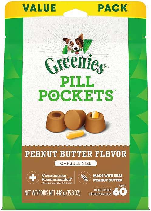 Greenies Pill Pockets for Dogs Large Size, Dog Treat Pouch for Capsule Medication, Peanut Butter Flavor, 15.8 oz. Pouch - Image 1