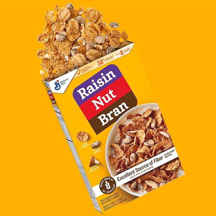 Raisin Nut Bran Cereal, High Fiber Cereal, Made with Whole Grain, 20.8 oz - Image 4
