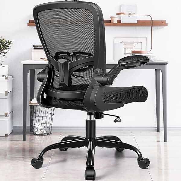 FelixKing Office Chair - Ergonomic Desk Chair with Adjustable Height, 360° Swivel, Flip-up Armrests, Flexible Tilt, Comfy Breathable Cushion and Fabric, Lumbar Support, for Home Conference Room Office - Image 2