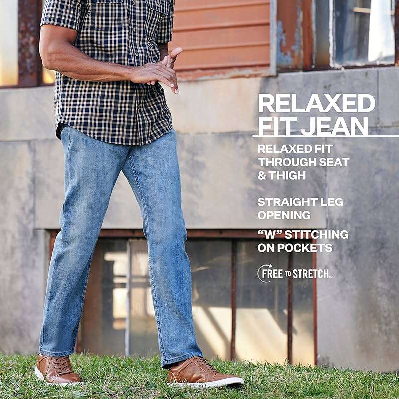 Wrangler Mens Men's Free-to-Stretch Relaxed Fit Jean - Image 5