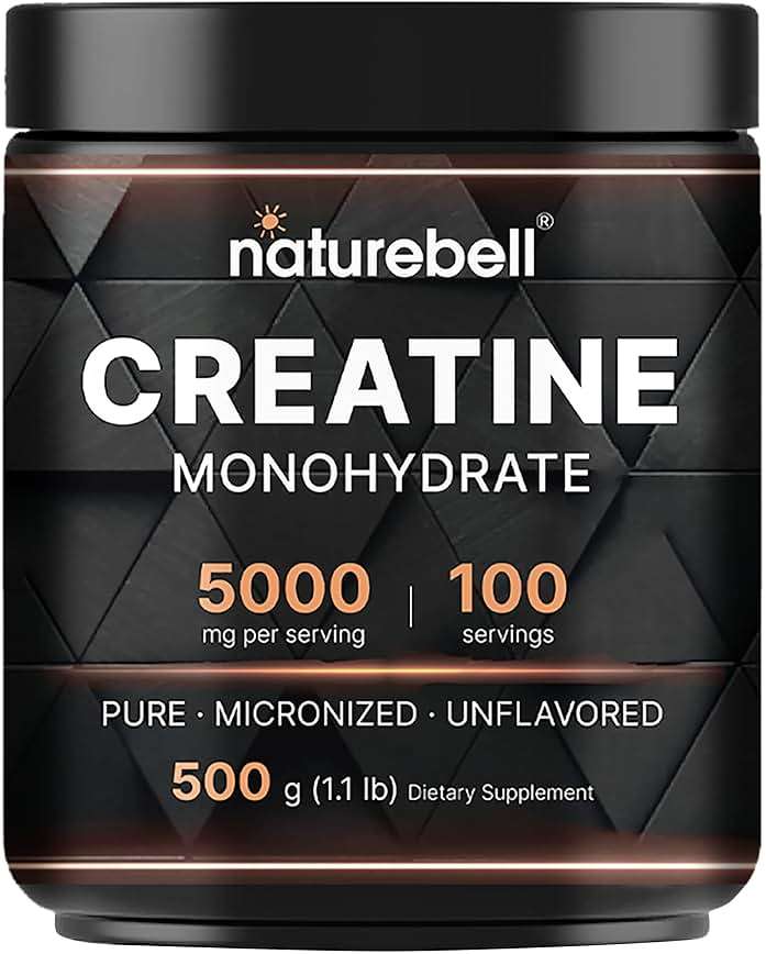 NatureBell Micronized Creatine Monohydrate Powder - 500g - 5000mg Creatine for Women & Men - Unflavored Powder - Easy-to-Mix - Pre & Post Workout Support - Vegan, Keto Friendly - 3rd Party Tested - Image 1