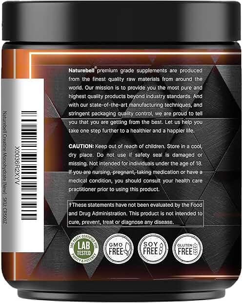 NatureBell Micronized Creatine Monohydrate Powder - 500g - 5000mg Creatine for Women & Men - Unflavored Powder - Easy-to-Mix - Pre & Post Workout Support - Vegan, Keto Friendly - 3rd Party Tested - Image 3