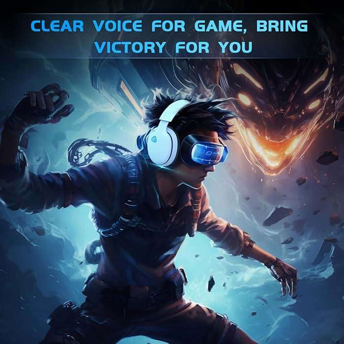 Gtheos 2.4GHz Wireless Gaming Headset for PS5, PS4 Fortnite & Call of Duty/FPS Gamers, PC, Nintendo Switch, Bluetooth 5.3 Gaming Headphones with Noise Canceling Mic, Stereo Sound, 40+Hr Battery -White - Image 4