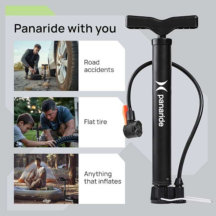 Bike Pump Floor, Advanced Bike Tire Inflator, Bicycle Hand Air Pump with Dual Presta and Schrader Valves, Handheld Pump, Suitable for Road and Mountain Bikes, Baby Stroller, Balls - Image 2