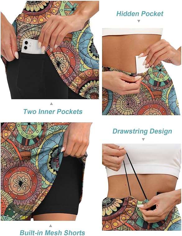 LouKeith 19" Knee Length Skorts Skirts for Women Tennis Skirts Athletic Golf Skorts Casual Workout Skirt with Shorts Pockets - Image 4