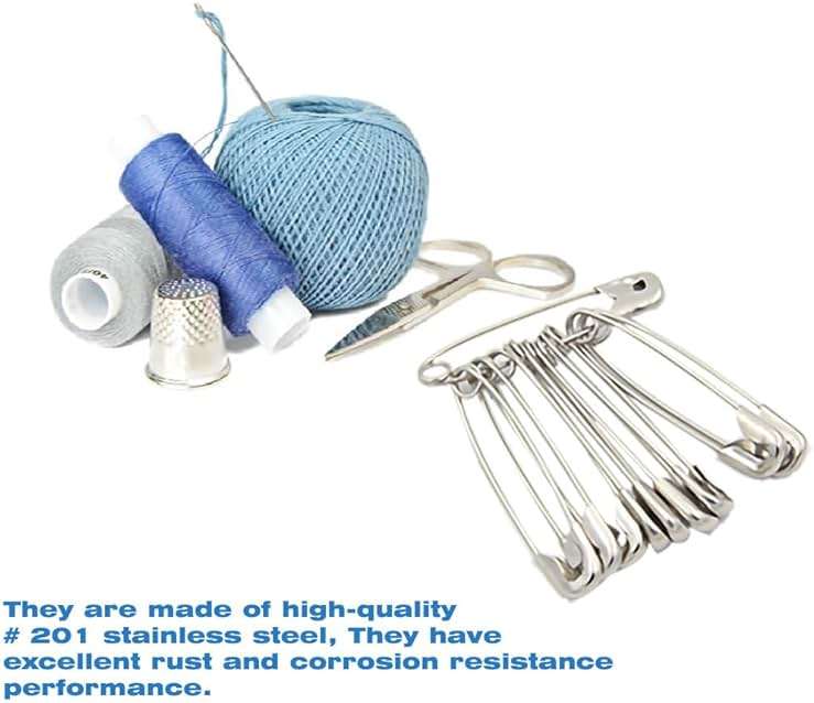 80Pcs Extra Large Safety Pins 2.2 inch (55mm) -Heavy Duty Large Safety Pins, Stainless Steel Safety Pin for Sewing,Baby Clothing, Diapers,Laundry,Decorations. - Image 3