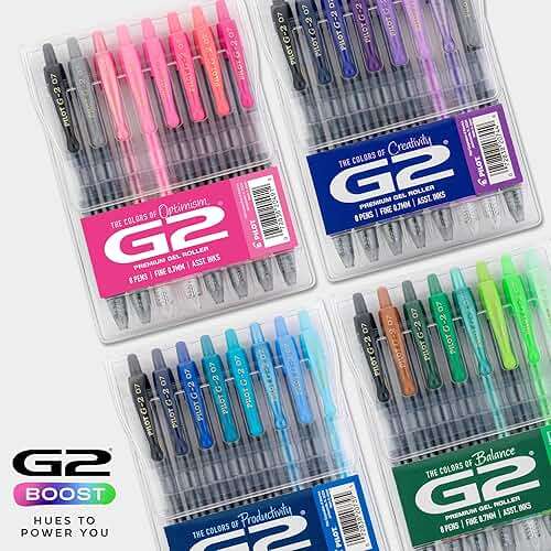 Pilot, G2 Premium Gel Roller Pens, G2 Boost Pink Pack, The Colors of Optimism, 8 Pack Pouch, Fine Point 0.7 mm, Assorted - Image 7