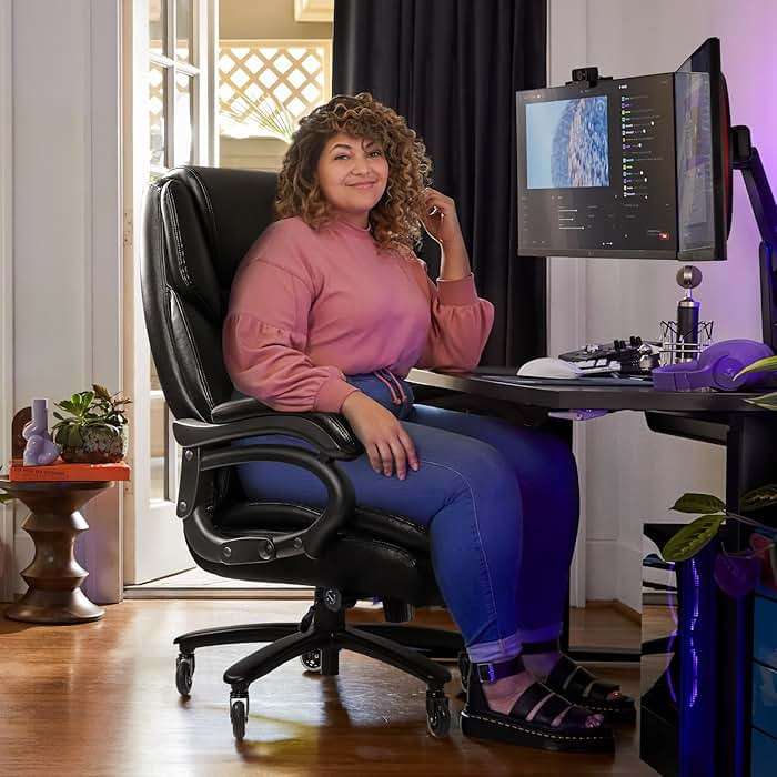 VITESSE 500lbs Heavy Duty Office Chair for Low Back Pain Relief, Big and Tall Office Chair with Ergonomic Lumbar Support, High Back Executive Chair with Quiet Rubber Wheel - Image 4