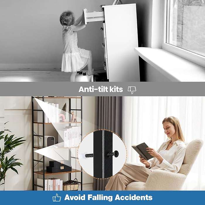 DUMOS 5 Tiers Bookshelf, Classical Modern Book Shelf, Tall Display Shelves in Living Room/Home/Office, Storage Organizer for CDs/Books/Movies, Rustic Brown - Image 6