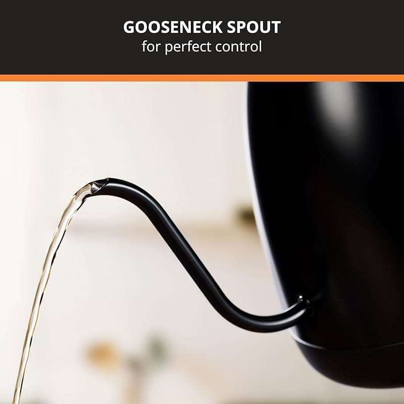 KRUPS Gooseneck Electric Kettle: 1L Stainless Steel, 1350W Fast Boiling, Boils 1 Cup in 80 Seconds, Temperature Control with 8 Presets, 60-Min Keep Warm, Precision Pour for Coffee and Tea - Image 4