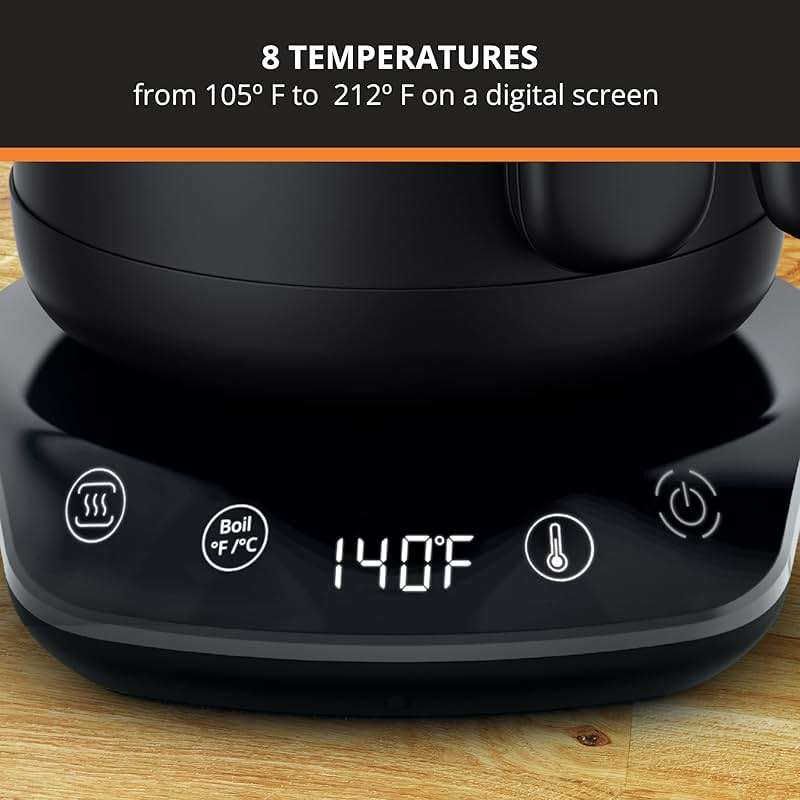 KRUPS Gooseneck Electric Kettle: 1L Stainless Steel, 1350W Fast Boiling, Boils 1 Cup in 80 Seconds, Temperature Control with 8 Presets, 60-Min Keep Warm, Precision Pour for Coffee and Tea - Image 5