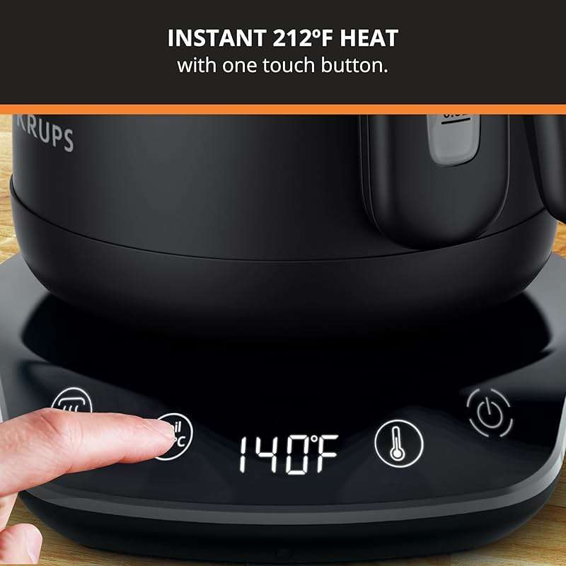 KRUPS Gooseneck Electric Kettle: 1L Stainless Steel, 1350W Fast Boiling, Boils 1 Cup in 80 Seconds, Temperature Control with 8 Presets, 60-Min Keep Warm, Precision Pour for Coffee and Tea - Image 6