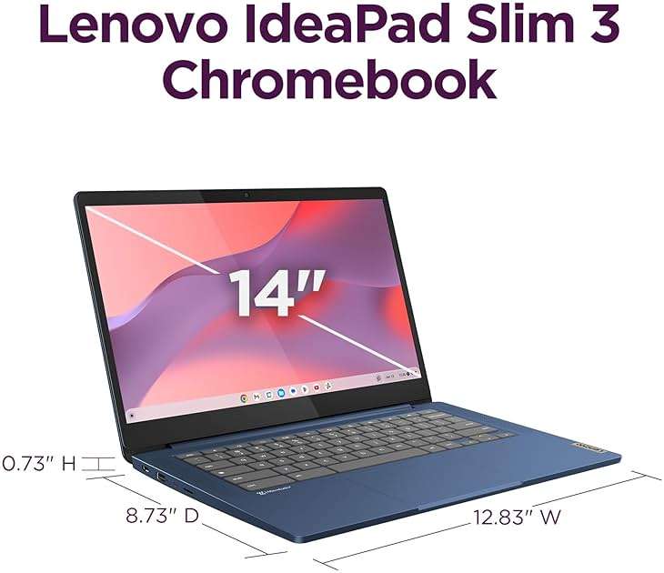 Lenovo IdeaPad Slim 3 Chromebook - 2024 - Lightweight Laptop - Waves MaxxAudio® Speakers - 14" HD Display -720p Camera - 4GB Memory - 64GB Storage - MediaTek Kompanio 520 - Abyss Blue - Image 8