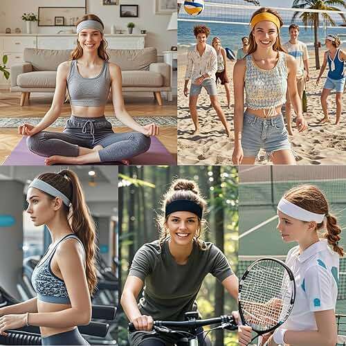 9Pcs Headbands for women Non Slip Headband, Soft Elastic Hair Bands for Women's Hair, Fashion Cotton Cloth Stretchy Sweat Bands Headbands for Sports, Makeup, Gym, Running, Yoga, Workout (9Colors-A) - Image 8