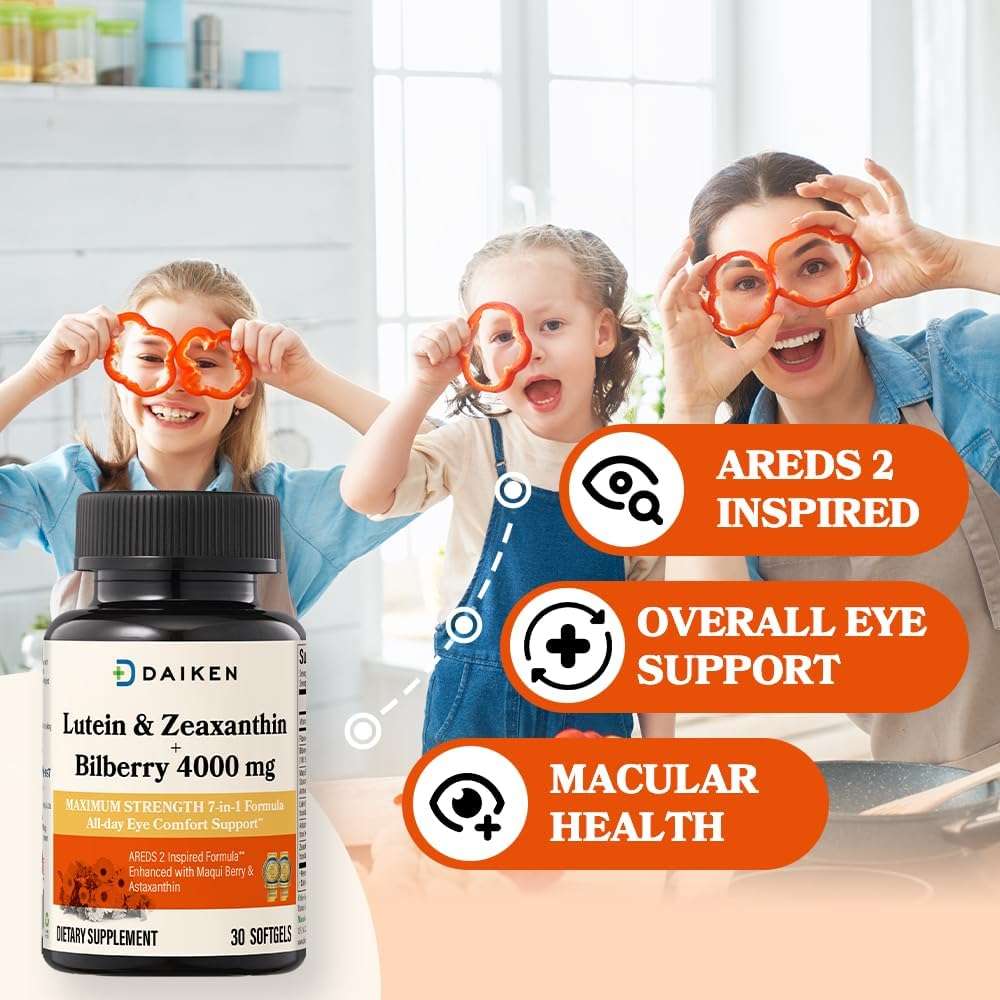 DAIKEN Lutein and Zeaxanthin Supplements, AREDS 2 Inspired Formula with Astaxanthin, Maqui Berry, Bilberry, Flaxseed Oil & Vitamin E, 30 Softgels - Image 5